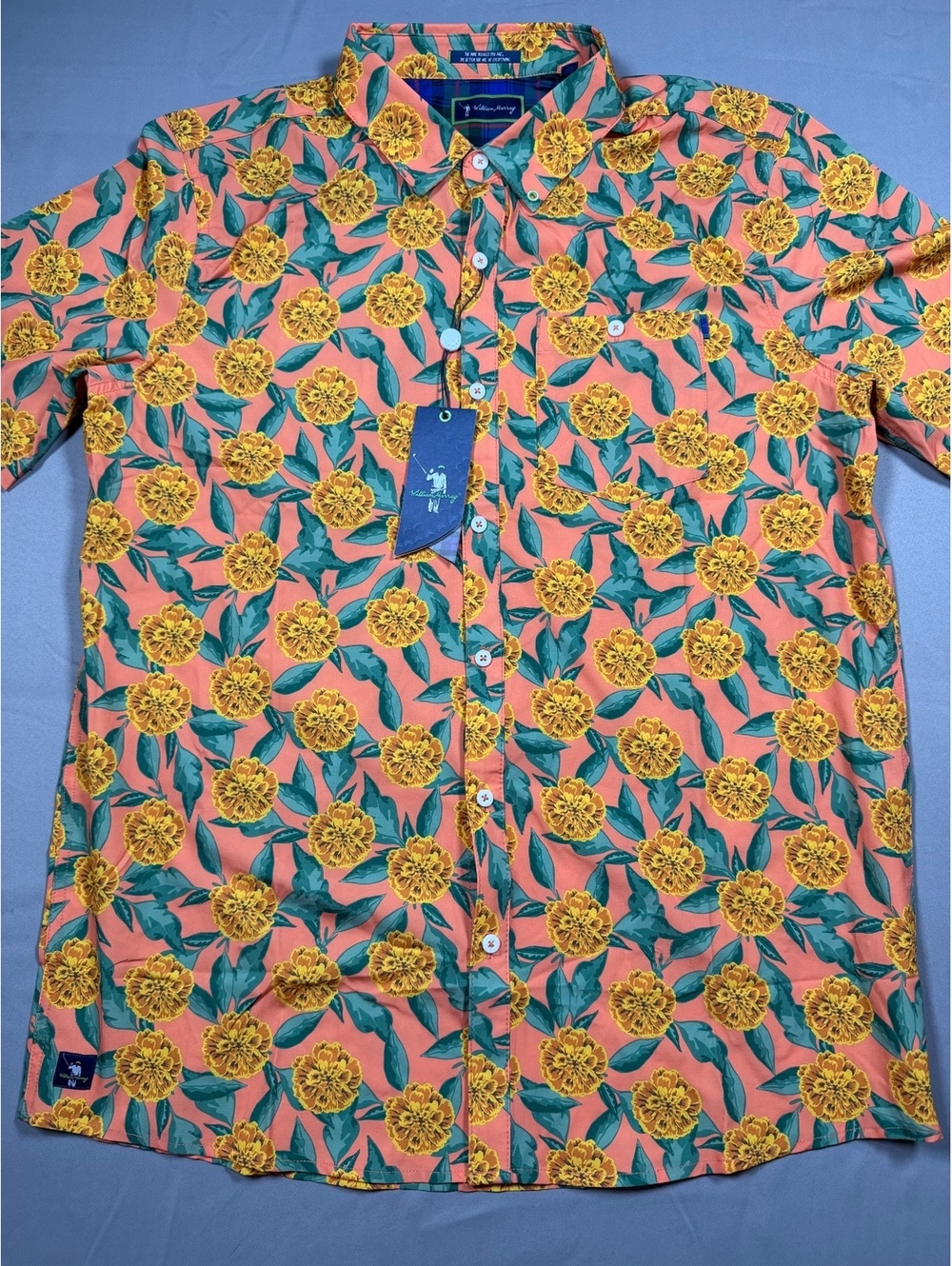 William Murray Golf Tropical Mums Button Down Shirt Mens L NWT Floral
